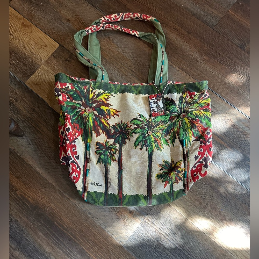 Paul Breut tropical canvas tote hope hobo bag